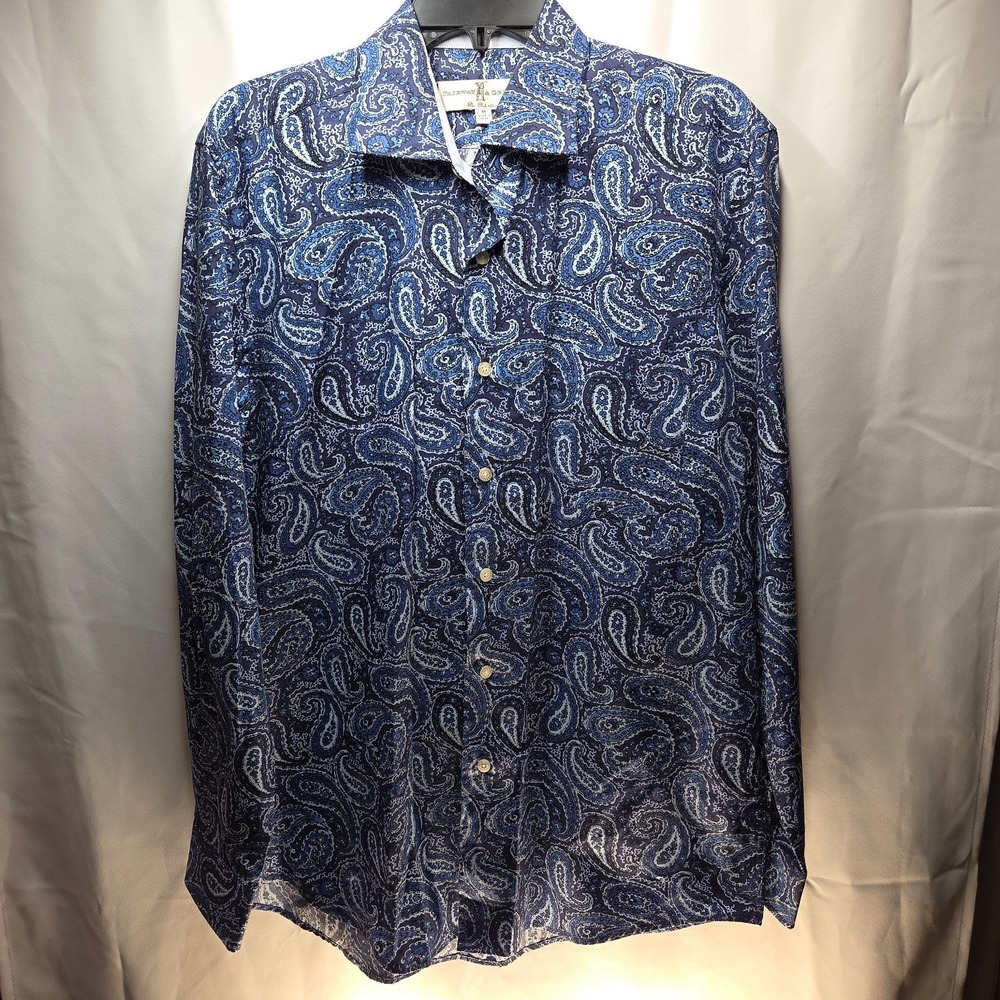 Dapper! Fairway & Green Blue Paisley LS Button Down Men's M Club Shirt